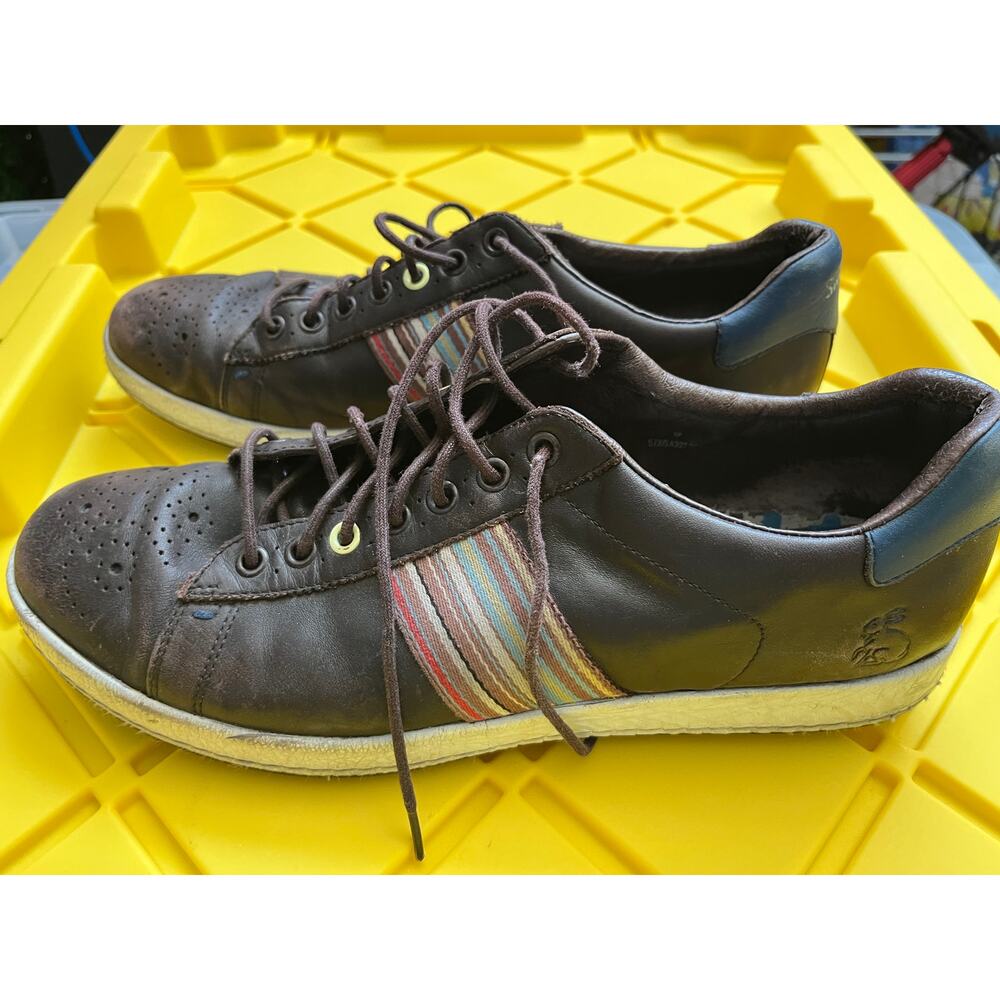 Paul Smith Genuine Signature Striped Business Casual Sneaker Shoes Brown